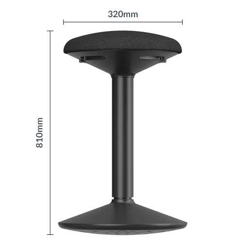 Image of Desky Motion Sit Stand Stool - Adjustable Height Active Perch Stool with Weighted Base & Wobble Tilt, Ergonomic Standing Desk Chair (Black)