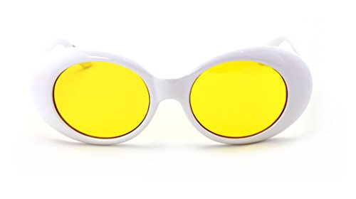 V.W.E. White Vintage Sunglasses UV400 Bold Retro Oval Mod Thick Frame Sunglasses Clout Goggles Pink Blue Yellow Lens3