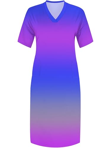 Image of Plus Size Maxi Tshirt Dress for Curvy Women Oversize Summer Outfits Dresses Sundresses with Pocket Blue 3XL