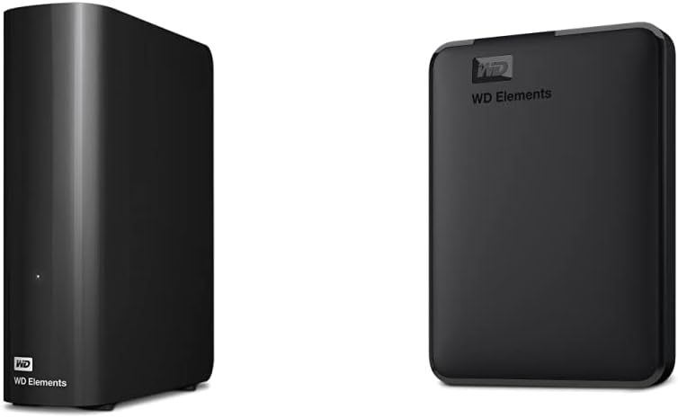 WD 6TB Elements Desktop Hard Drive HDD & 5TB Elements Portable External Hard Drive HDD, USB 3.0, Compatible with PC, Mac, PS4 & Xbox - WDBU6Y0050BBK-WESN
