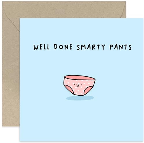 Old English Co. Funny Well Done Card for Him or Her - Simple Graduation Card for Son and Daughter - Smarty Pants Congratulations Card for Men and Women - New Job Exam Results Driving Test