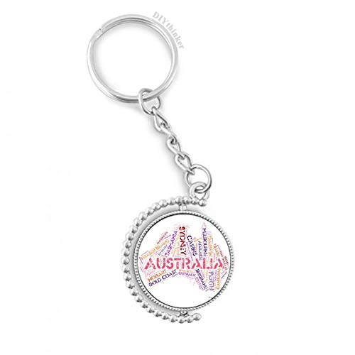 Porte-clés Australie pour voyageur anneau rotatif déco carte pour sac à dos