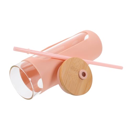 Cabilock High Borosilicate Glass Straw Cup Lid Insulated Water Bottle Reusable Straw for Cold Brew Iced Tea