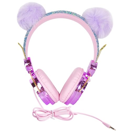 Auriculares para niños OSALADI púrpura con micrófono y protección auditiva