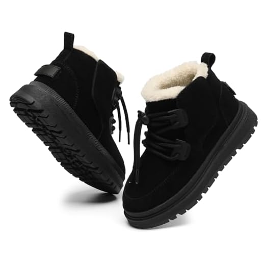 GOGOUP Botas de Nieve para Niños Niñas Invierno Calentar Forradas de Piel Botines Impermeables Planas Botas Calientes y Antideslizant 1-Negro 33 EU