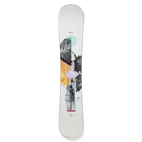Snowboard femme Burton Hideaway 152 blanc avec profil Flat Top anti-faute de carre