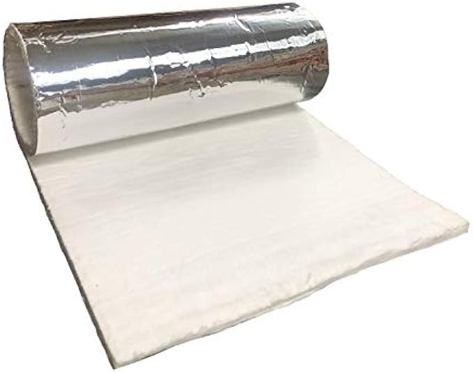 CeraTex 3180 Blanket with Aluminum Foil Facing, 8 LB Density, 1/2" x 24" x 60" (5'), 2300°F High Temperature Insulation for Kiln Stove Furnace Glass Fusing Pizza Oven