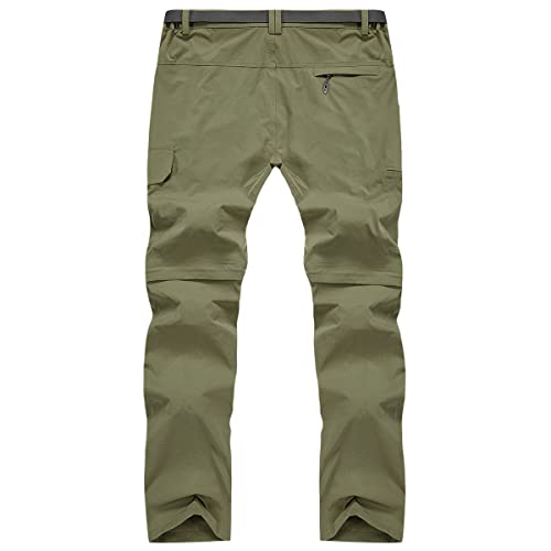 Mansdour Men's Hiking Pants Convertible Quick Dry Lightweight Zip-Off Outdoor Work Pants Waterproof Tactical Cargo Fishing Mountain Travel Trousers Breathable Casual Camping Safari Pants Green #TOP3