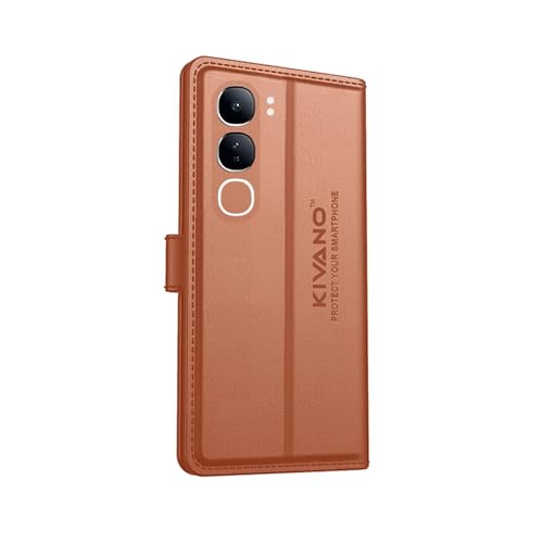 Image of Compatible with Vivo Y300 5G Flip Cover | Leather Finish | Inside Pockets & Inbuilt Stand | Shockproof Wallet Style Magnetic Closure Back Cover Case