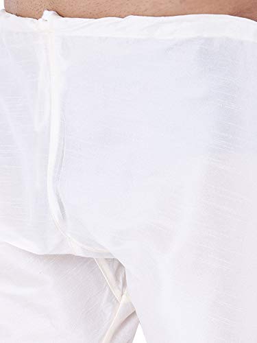 Image of HUZUR Men Pyjama,Churidar,Bottom wear,Silk Blend,Regular Fit,Wedding,Party,Festival,Family Funcation,White,Gold,Pajama