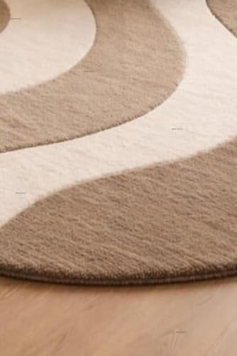 Image of Hand Tufted Carpet Nz Wool with Silk Abstract Design Non Slip Luxury Exclusive Rectangular Carpet for Living Room Bedroom (Size : 5x8 Ft, 152x244 CM), Multicolor