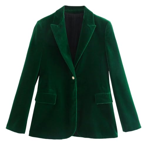 R.Vivimos Velvet Blazers for Women 2025 Fall Winter Casual Long Sleeve Front Button Warm Jackets Coat with Pockets