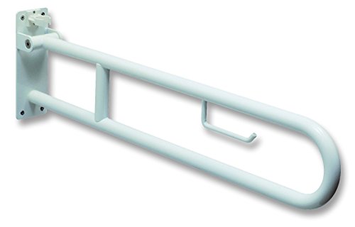 Negrari BT0034 Wall Bar Tilting Support for Disabled Persons with Toilet Roll Holder, Steel, White, 85 cm