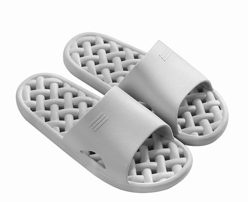 [ホスール] バススリッパ 縮まない ベランダ サンダル 穴あきソール PVC 水切れスリッパ 男女兼用 バス トイレスリッパ (底面25.5cm グレー)