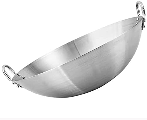 Professional Stainless Steel Wok, 43Cm Non Stick Iron Gas Stoves Safe Wok Thick for Household Gas Stove, Induction Cooker Gas