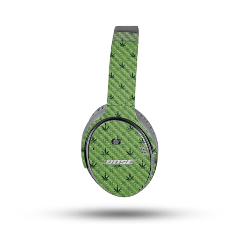 Image of MightySkins Carbon Fiber Skin Compatible with Bose QuietComfort 35 II Headphones - CBD Green | Protective, Durable Textured Carbon Fiber Finish | Easy to Apply, Remove, and Change Style
