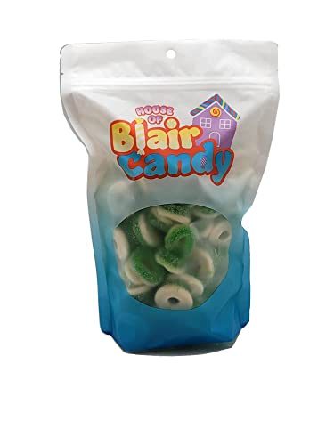 Blair Candy | Gummi Green Apple Rings | 2 Lb Resealable Stand Up Candy Bag | Chewy Green And White Gummi Candies With Sanding Sugar Sprinkles | Bulk Gummi Candies For Parties #TOP3