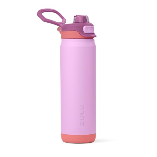 Image of ZULU Powerfill Pro 24oz Stainless Steel Water Bottle with Quick Fill Lid, Triple Walled Vacuum Insulated Metal, Leak Proof Locking Lid, Sip and Chug, Reusable BPA Free, Sherbert