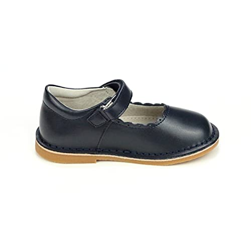 L'Amour Caitlin Scalloped Stitch Down Mary Jane (Toddler 4, Navy)2