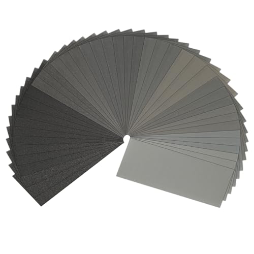 Schleifpapier Set, Körnung von 120 bis 3000, Trocken/Nass für Schleifen, Schleifpapier Zum Polieren von Metall, Holz, Autos, 9 x 3,6 Zoll（42 Stück）