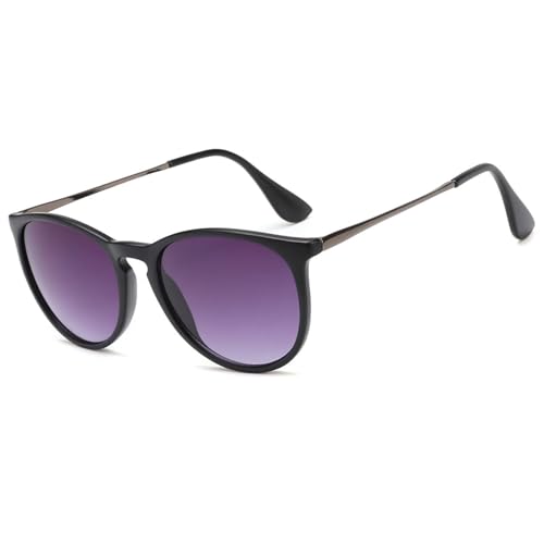 Fashion Metal Frame Sunglasses for Men and Women, Non-Polarized Purple Lens Shades for Driving and Outdoor Use