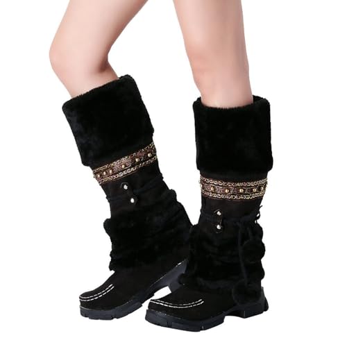 Womens Mid Calf Rhinestone Boots Fashion Round Toe Low Heel Knee High Riding Boot Soft Slouchy Boot Party Bling Shoes2