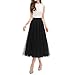 OBBUE Women's A Line Tulle Party Evening Tutu Skirts Tea Length Black-L