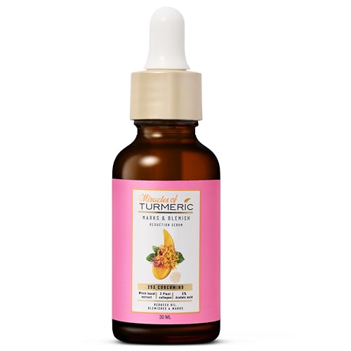 Image of Marks & Blemish Reduction Serum | 25X Curcumins, 5% Azelaic Acid, Witch Hazel & 3 plant collagen | Fades Acne Marks, Scars, Dark Spots & Discolouration | Face Serum for Even Tone & Smooth Skin|All skin types | Women & Men-30ml