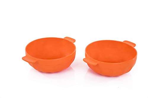Mintra Colorful Unbreakable Plastic Bowl 4Pk - (Small With Handles - 550Ml, Orange) - (Part Of A Set) - Salad, Snacks, Breakfast Cereal, Fruit, Popcorn, Soup - Shatterproof, Bpa Free #TOP2
