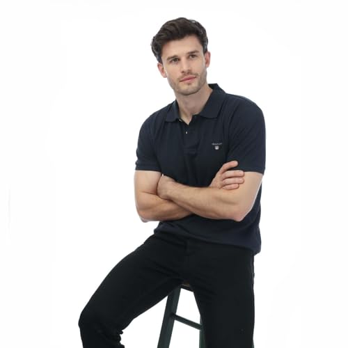 Gant Herren Reg Contrast Pique Rugger Polohemd, Grey Melange, M EU – Ansicht 4