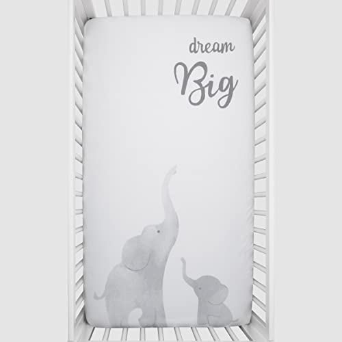 Image of NoJo Elephant Tribe Grey and White 100% Cotton Photo Op Fitted Crib Sheet