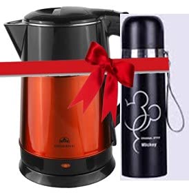 GREEN KIVVI ELECTRI KETTLE WITH YORK-500 BOTTLE (RED + BLACK, 2.5) (701-18-SS + YORK-500)