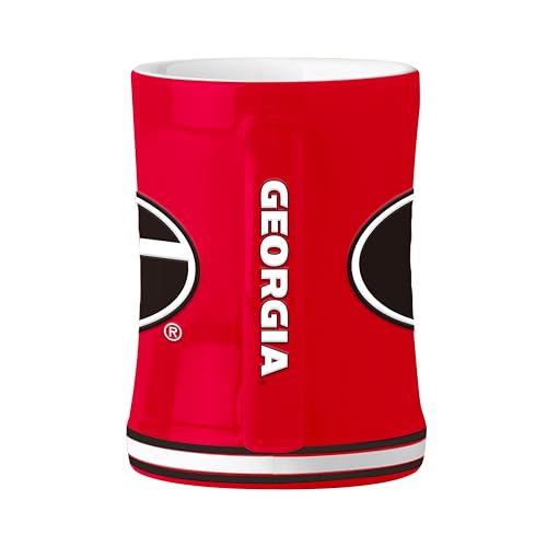 Image of Logo Brands NCAA Gerogia Bulldogs 14 oz Relief Coffee Mug - Officially Licensed Mug, Sculpted 3D Logo and Team Colors - Comfortable Handle and Glossy Finish for College Sports Fans