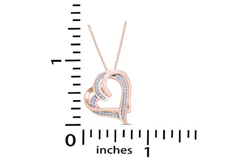 AFFY Round Cut White Natural Diamond Double Heart Pendant Necklace In 14K Gold Over Sterling Silver (0.10 cttw, I-J Color, I2-I3 Clarity) With 18" Chain4