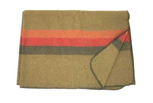 German Army Wool Blanket, 165 x 225 cm, 2.5 kg, Thick, Warm & Durable - Heavy Duty for Camping, Outdoor, Survival, Emergency, and Tactical Use Wool Fabric Throw Blanket Soft Fleece