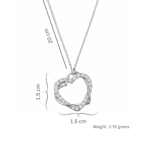 Image of Nilu's Collection Rose Gold & Silver Plated Heart Pendant with American Diamond - Elegant Pendant for Girls - Ideal Gift for Valentine's /Birthday /Dates