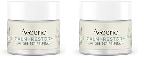 Aveeno Face Calm+Restore Oat Gel Moisturiser (2x 50ml), Face Moisturiser to Instantly Soothe and Replenish the Skin's Moisture Barrier, Intensely Nourishing Day Cream, Tested on Sensitive Skin