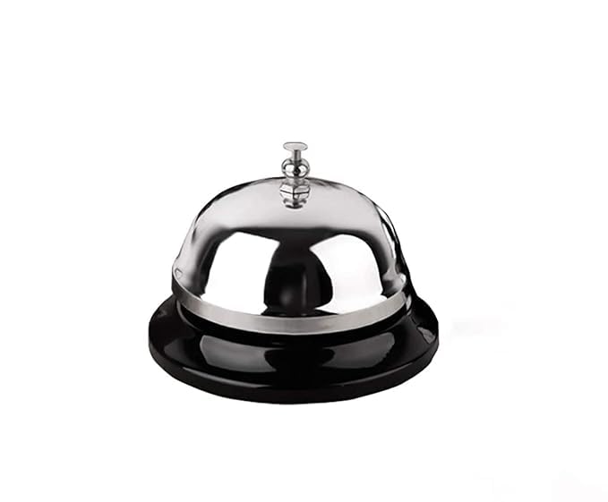 Muzztech Call Bell 3.35 Inch Diameter with Metal Anti-Rust Construction, Ringing, Durable, Desk Service for Hotels, Schools, Restaurants, Reception Areas, Hospitals, Warehouses (Silver)