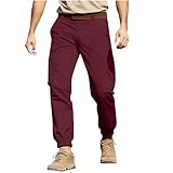 YAOJIWANG Outdoorhosen Herren Tapered Arbeitshosen Männer Cargo Hosen Herren Baggy Jogginghose Hohe Taille Stretch Schlupfhose Freizeit Sporthose Einfarbig Sweathose Atmungsaktiv mit Taschen