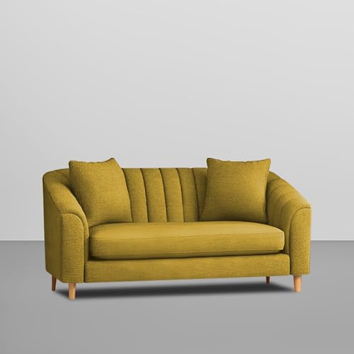 Image of Doraldo 2 Seater Sofa Set for Living Room (Yellow) Premium Fabric Sofa