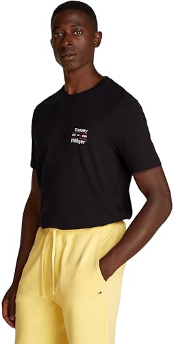 Tommy Hilfiger Herren T-Shirt Kurzarm Stack Tee mit Rundhalsausschnitt, Schwarz (Black), S – Ansicht 1