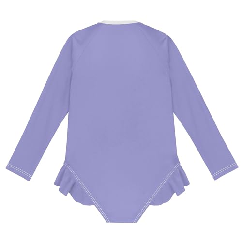Plain Blue Lavender Baby Girl Bathing Suit Long Sleeve UPF 50+ One Piece Toddler Swimsuit Size 4t2