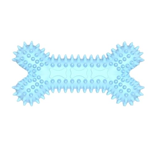 丈夫な骨型犬用噛むおもちゃ 2個パック - 噛むのが激しい犬のための長持ちする歯が生え始める子犬用おもちゃ、退屈しのぎのペット用品、屋内/屋外での使用に最適(Blue)