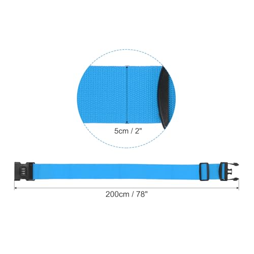 Image of PATIKIL Luggage Strap with Combination Lock Luggage Tag and Loop 78 inchx2 inch, 4 Set Adjustable Suitcase Belt for Travel Packing Bag Closure Identify, Sapphire Blue