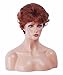 NJJYXH 12 Inches Vintage Auburn Short Curly Wavy Wigs for Old Women Copper Red Wavy Wig with Neat Bangs Synthetic Natural Ginger Wig for 60s 70s 80s Cosplay,Halloween,Daily Use