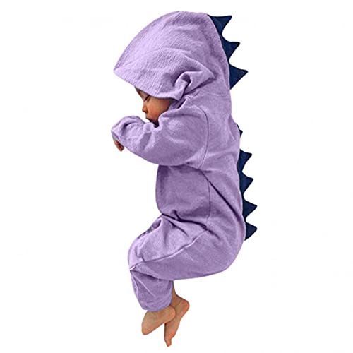 Fdrone Onesie Baby Romper Infant Cute Clothes New Born Boy Girl Clothes Dinosaur Baby Costume Soft Warm Outfitï¼ˆ3M-18Mï¼‰ Purple