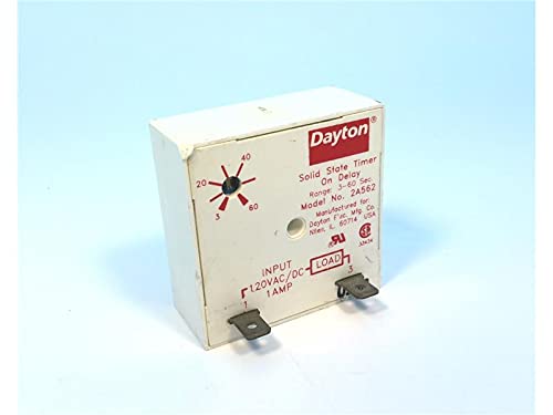 DAYTON 2A562 ON DELAY, 120VAC/DC, 3-60SEC, SPST, TIME DELAY Relay