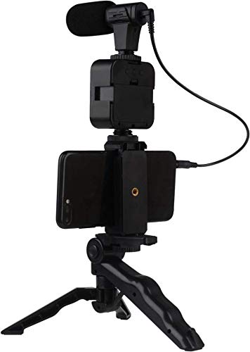 Kit Vlogging Éclairage Blanc et Trépied Réglable avec Micro Noir Bigben