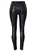 xxxiticat Women's Black Stretch Jeans Button Closure Zipper Up High Waisted PU Biker Slim Trousers Faux Leather Skinny Pants(BL,S)