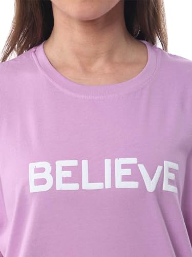 Image of Women's Bohemian Oversized Tee in Pure Cotton with Intricate Print, Offering Comfort and Style for Any Occasion (Purple)